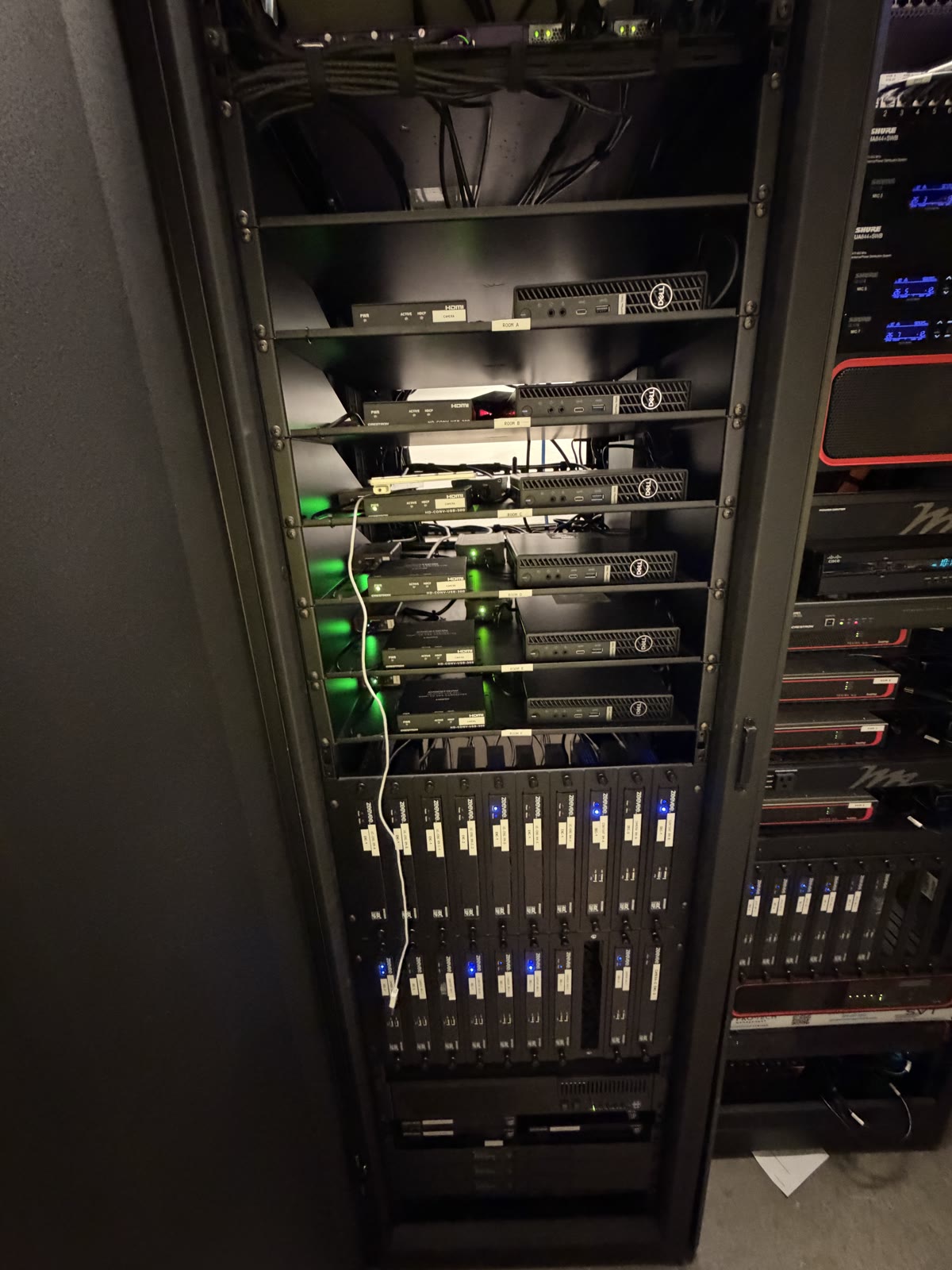 Commercial audio visual rack and digital signage equipment