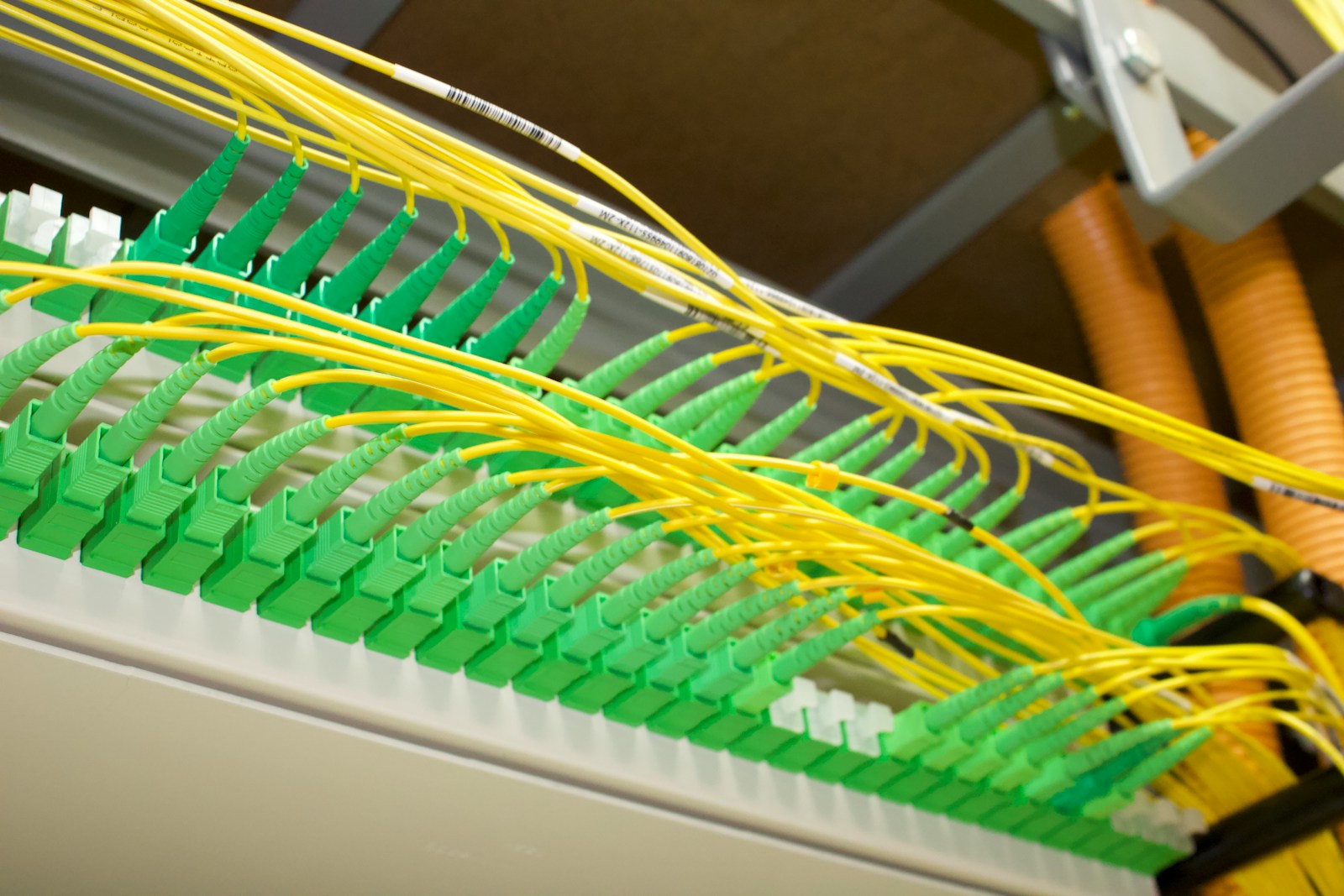 Commercial fiber optic patch panel and terminated fiber cabling